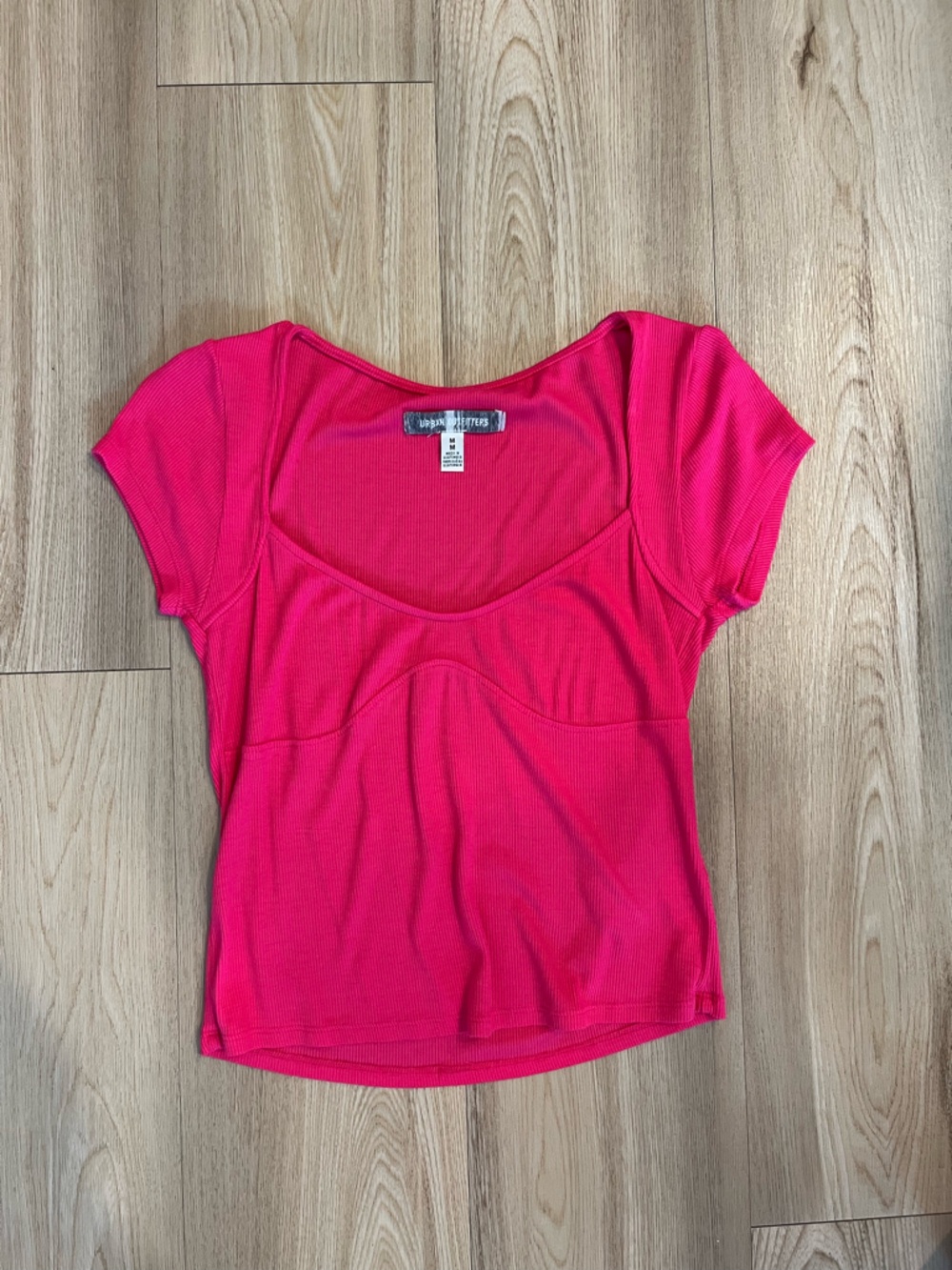 Urban Outfitters Hot Pink Scoop-Neck Ribbed Tee